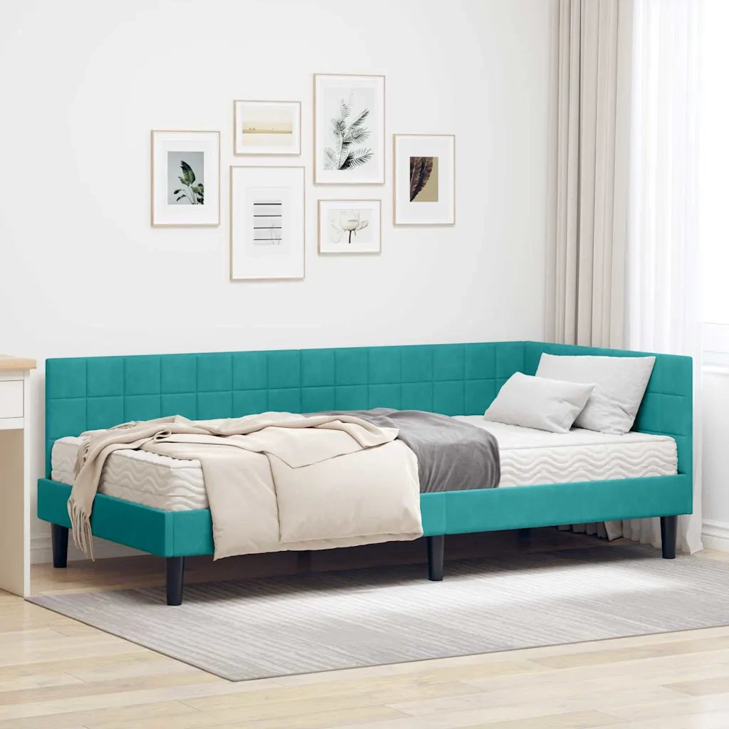 Struttura Letto Angolare con Materasso Turchese 90 x 190 cm 3393976