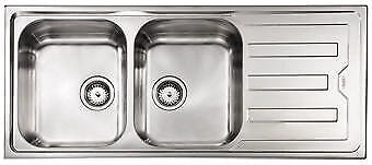 CM 010047.S1.01.2018 Cristal Filotop Lavello da Incasso 2 Vasche con Gocciolatoio a Destra Acciaio Inox Satinato (117x51x21 cm) colore Inox