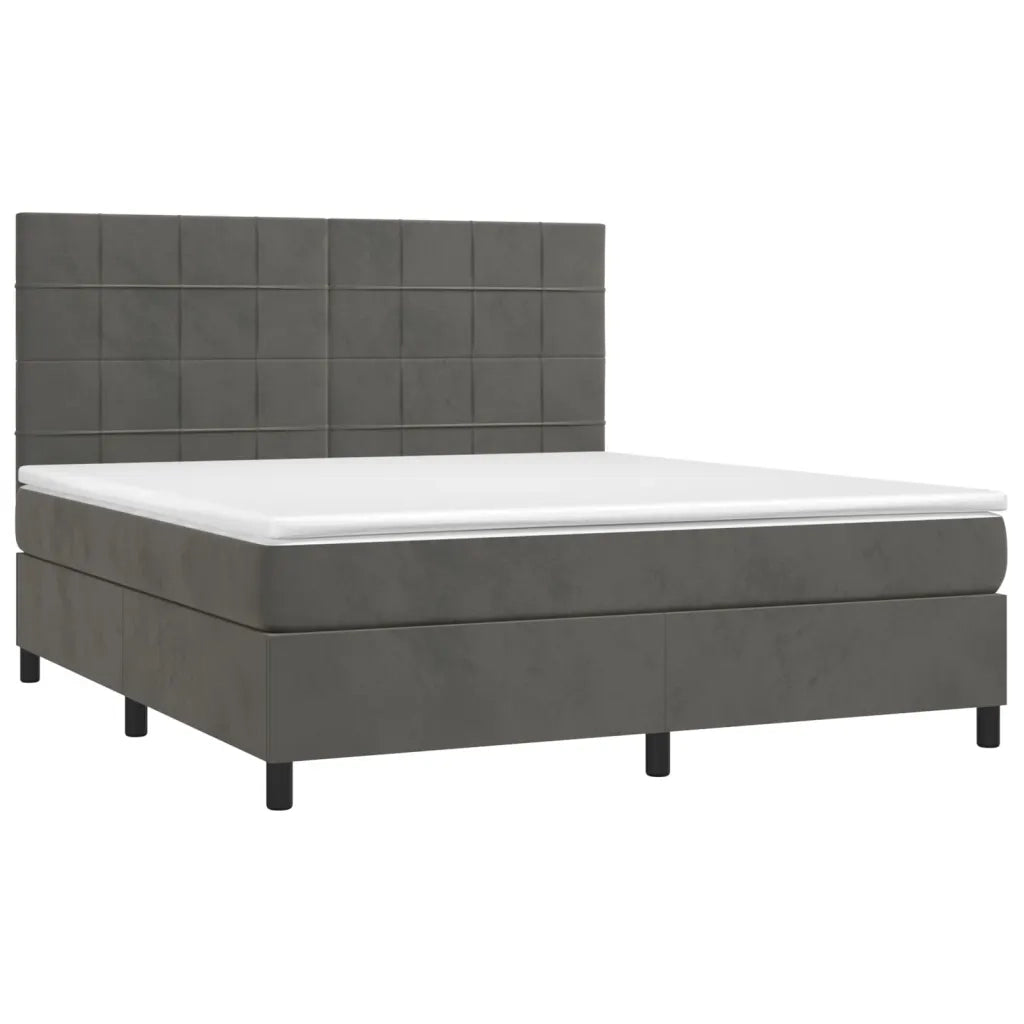 Letto a Molle con Materasso e LED Grigio Scuro 160x200 cm 3136132