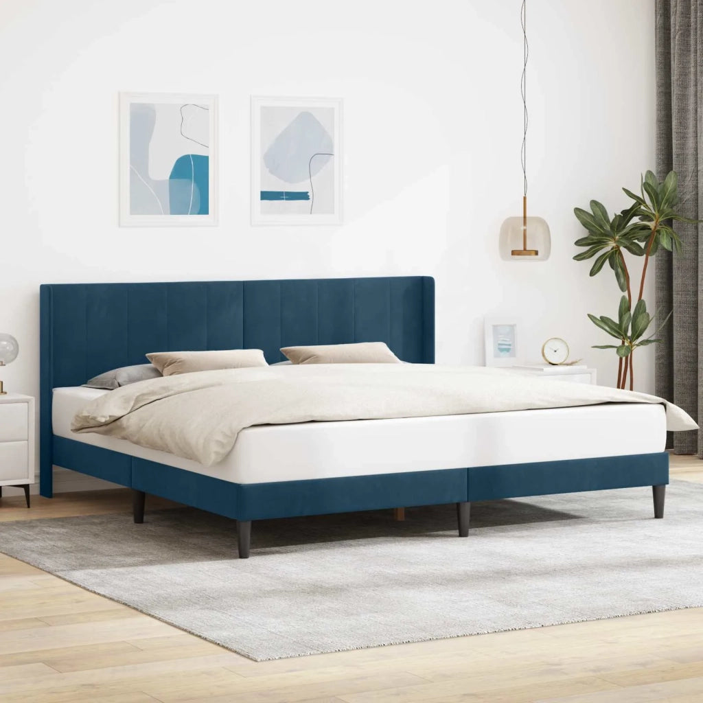 Letto matrimoniale | Letto per adulti | Struttura del letto con testiera Blu 180 x 200 cm Velluto