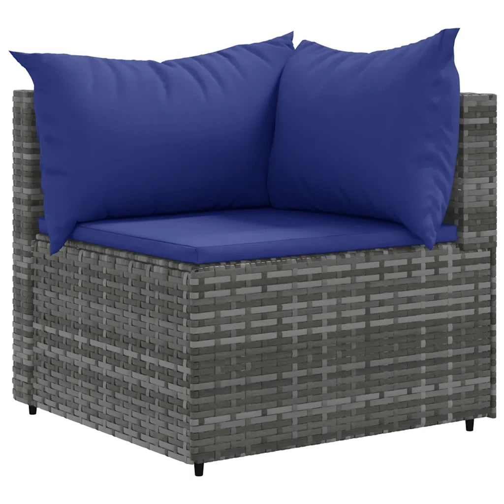 Set Divani da Giardino 7 pz con Cuscini in Polyrattan Grigio 3308151