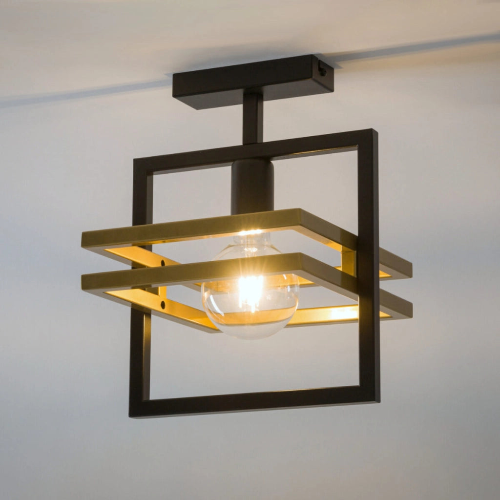 Plafoniera loft nera oro Merci 1xE27 Sigma Lighting