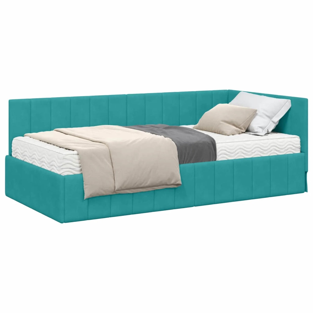 Struttura Letto Angolare con Materasso 2 pcs Turchese Velluto 3393876