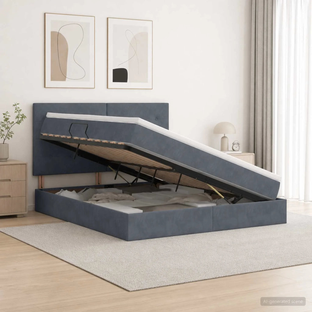 Letto con contenitore LED e materasso Grigio Scuro 160 x 200 cm 3460141