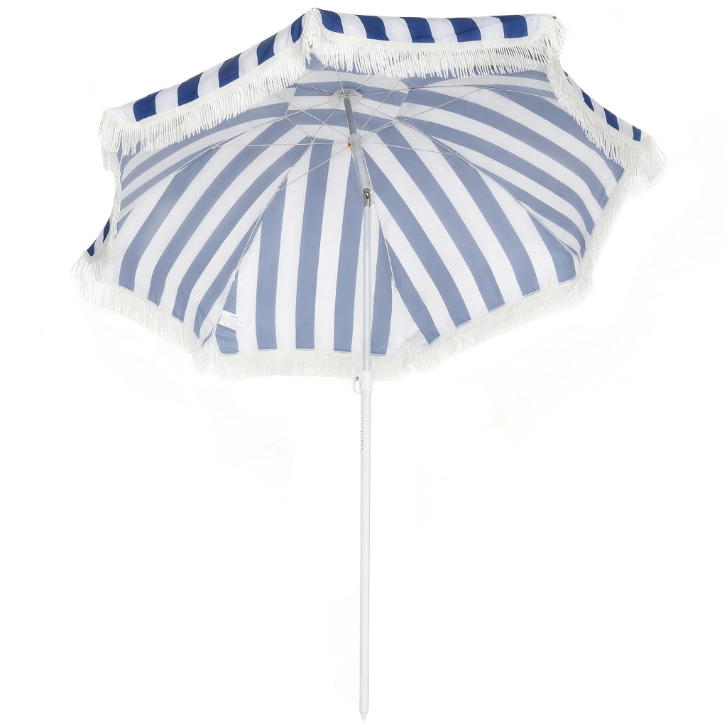 Ombrellone da Giardino con Frange ¨C Minimal ¨C Blu e Bianco ?180 cm