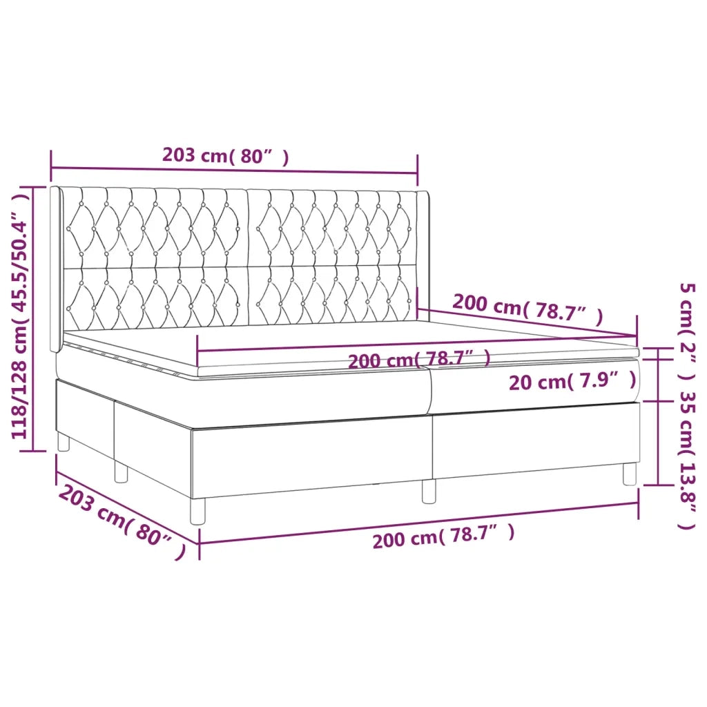 Giroletto a Molle con Materasso Blu 200x200 cm in Tessuto 3132263