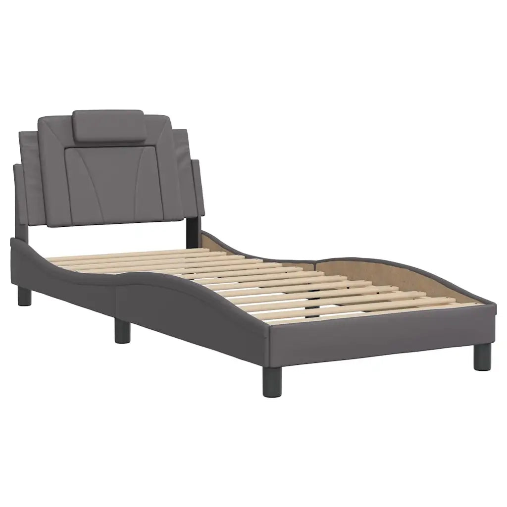 Letto singolo | Letto per adulti | Giroletto Viana senza Materasso Crema 90x200 cm in Similpelle