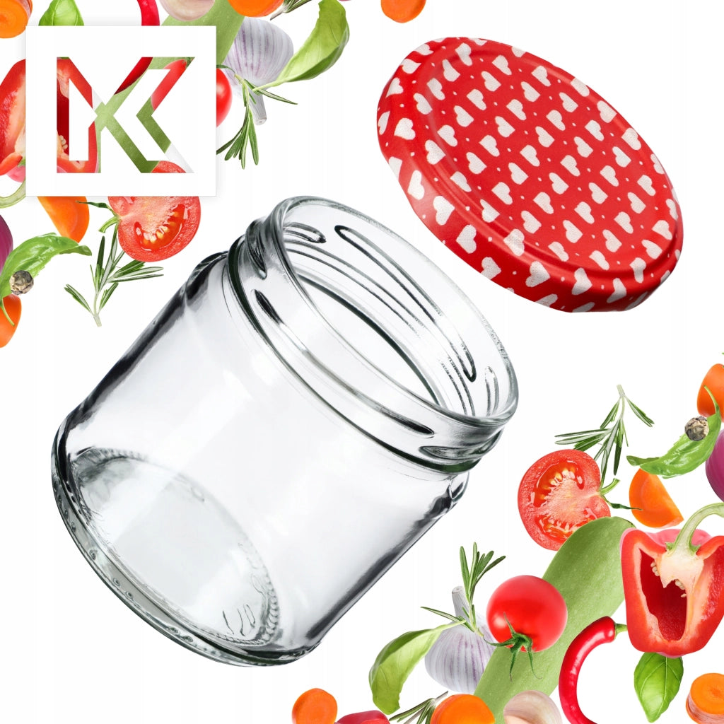 Barattoli per conserve KADAX Lerma 200 ml 10 pezzi 66 mm + coperchi "Cuori"