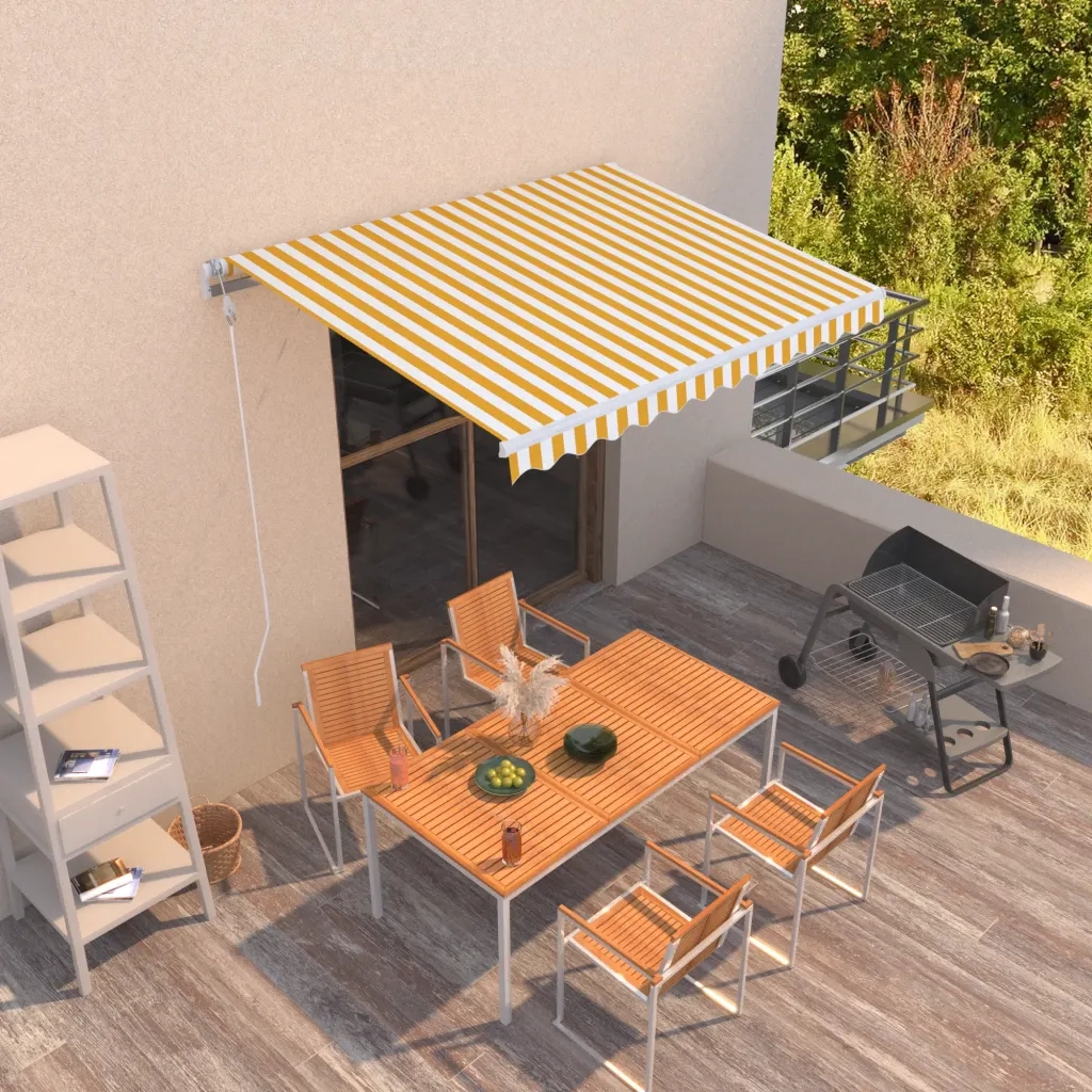 Tenda da Sole Retrattile Automatica 300x250 cm Gialla e Bianca 3068868