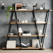 Libreria Geometrica a Scaffale Aperto ¨C Xylo ¨C Metallo e MDF, 158x35x166 cm