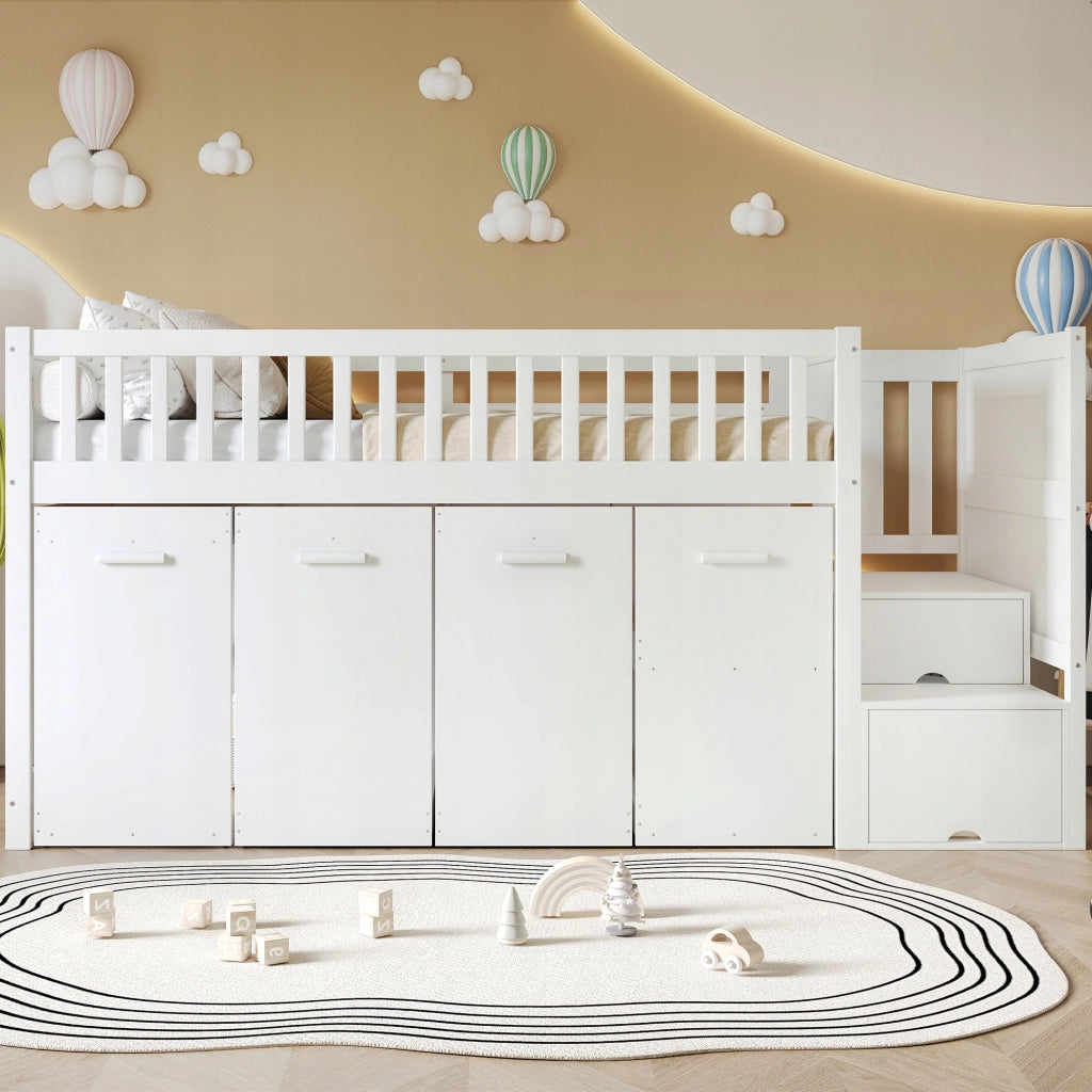 Letto a castello con scrivania e armadio - Xylo - 90x200 - Bianco