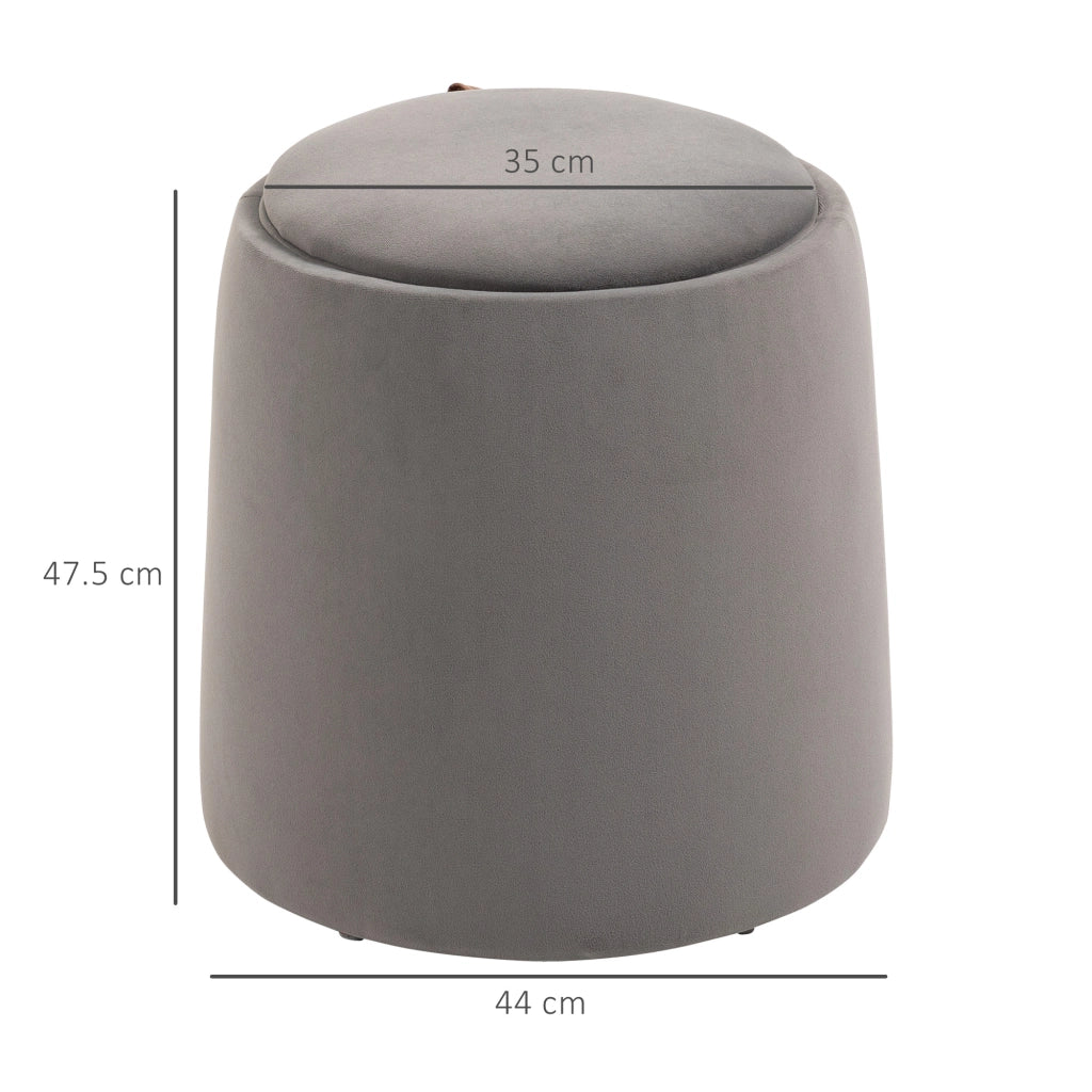 Pouf Contenitore in Velluto ¨C zephmum ¨C Grigio, ?44x47.5cm