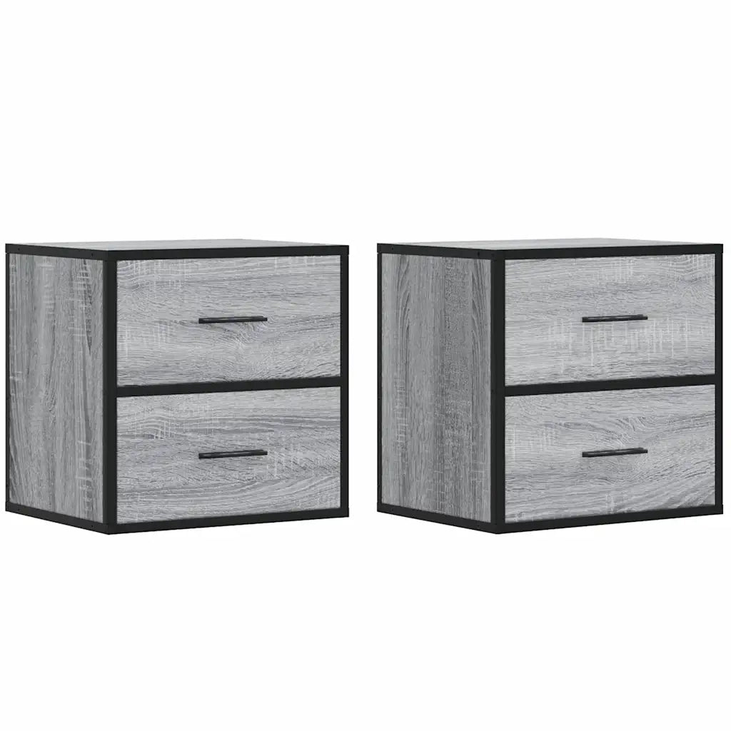 Comodini a Muro 2 pz Grigio Sonoma 40x31x39,5 cm 848731