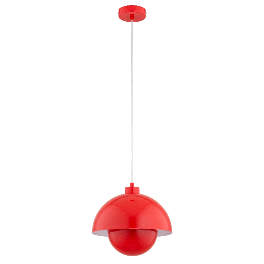 Lampada a sospensione rossa cupola cucina E27 15W Kuger Alfa