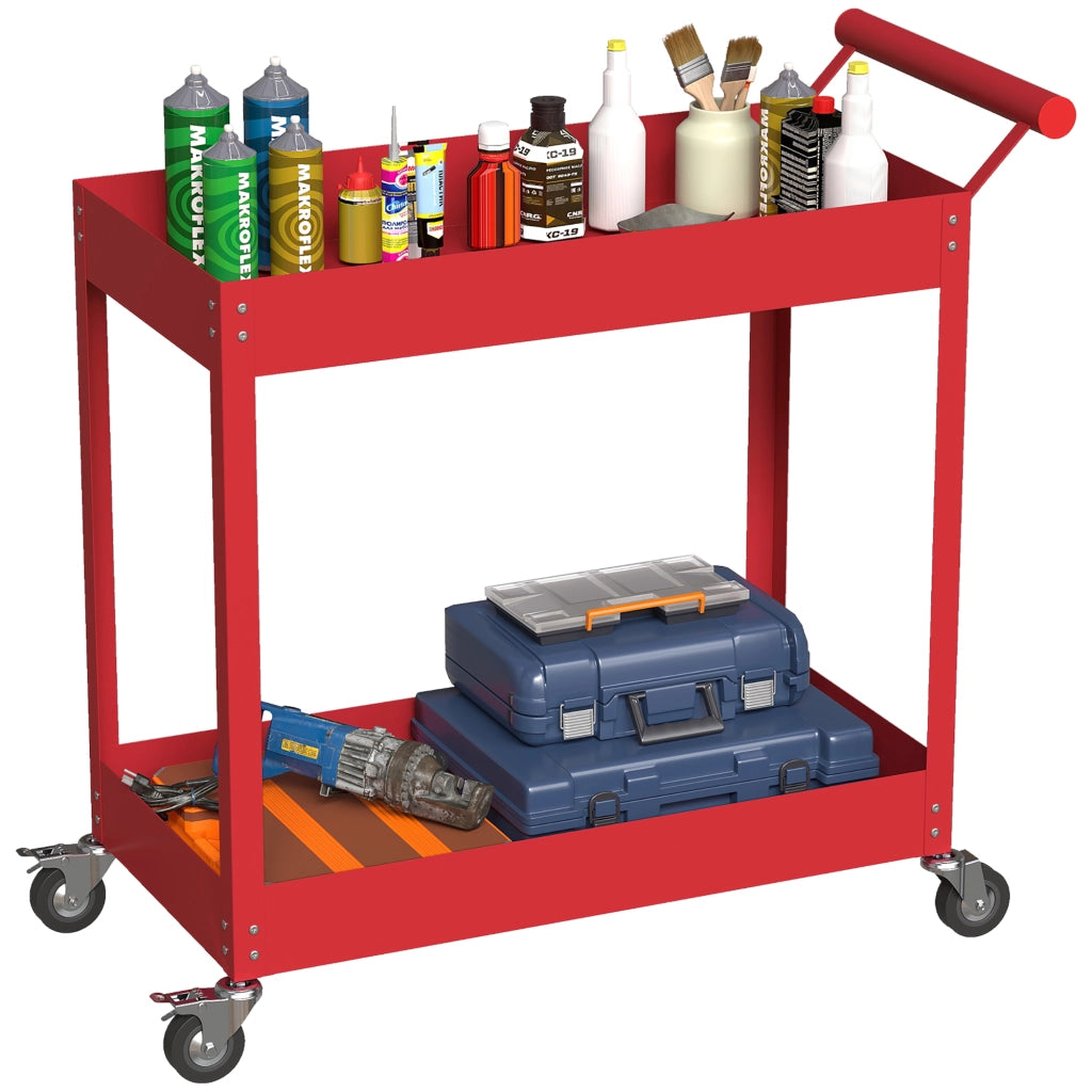 Carrello da lavoro a 2 livelli ¨C zephmum ¨C rosso, 84.5x38x84 cm