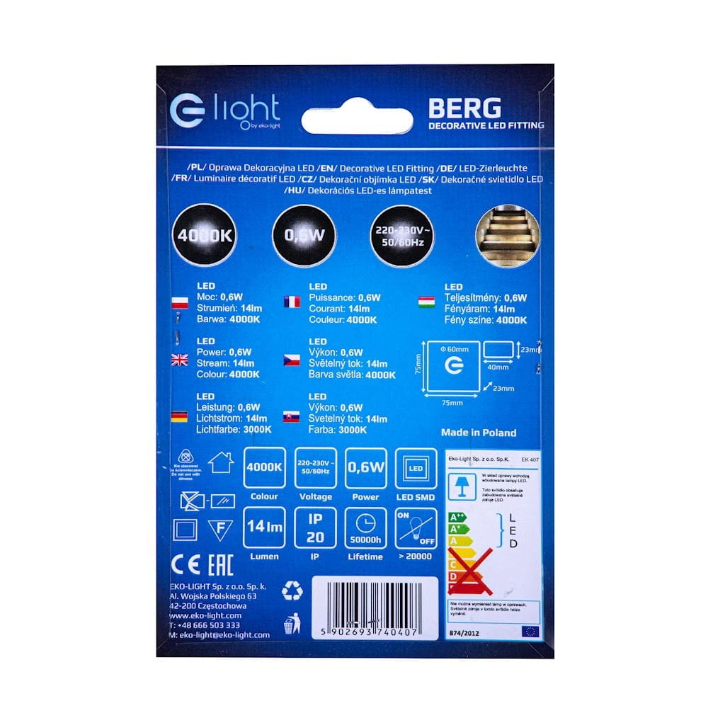 Lampada scala BERG Eko-Light 0,6W LED 4000K argento
