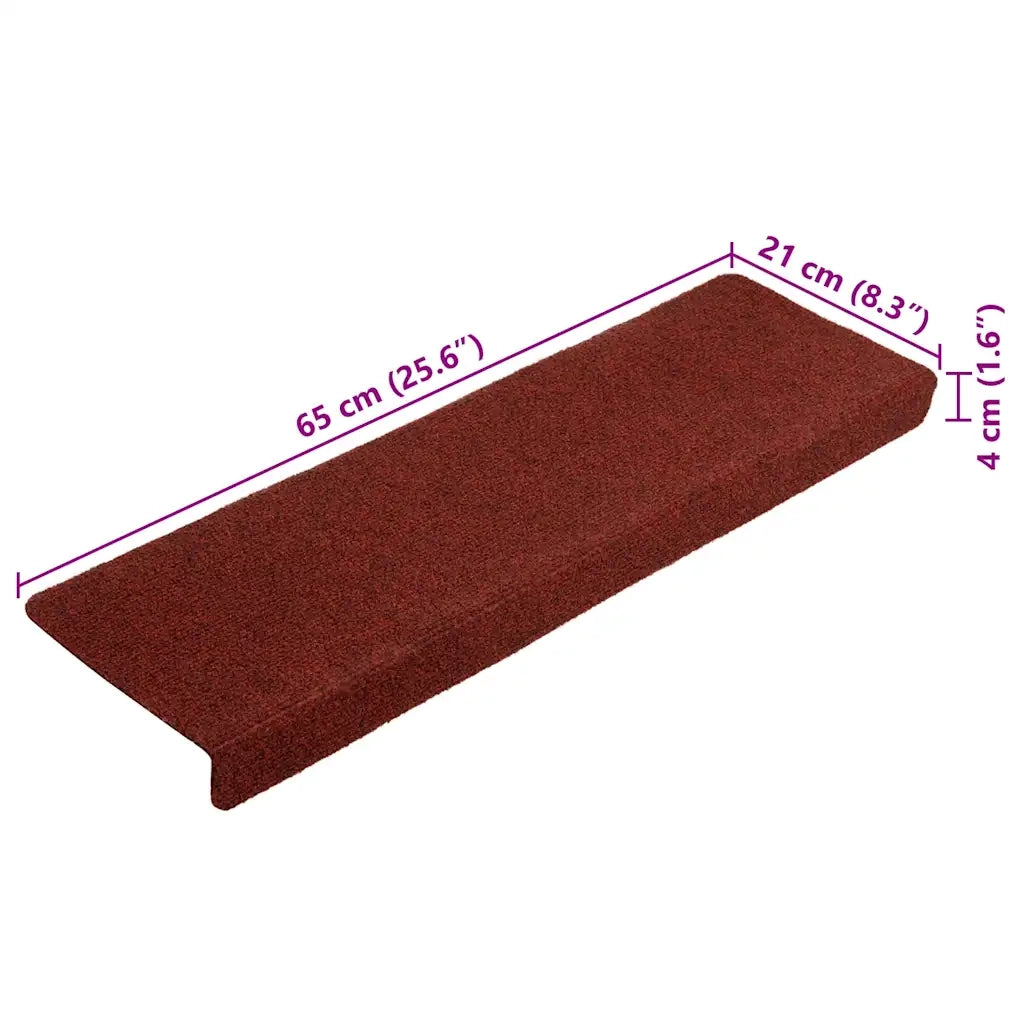 Tappetini per scale autoadesivi 5 pz | Gradini per Scale 65x21x4 cm Bordeaux Rosso Bordo rettangolare