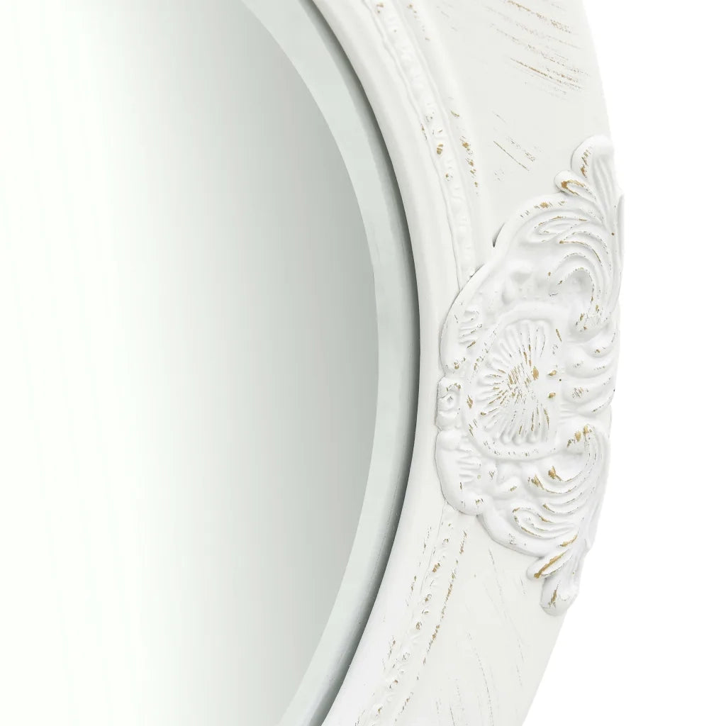 Specchio da Parete Stile Barocco 50 cm Bianco 320344
