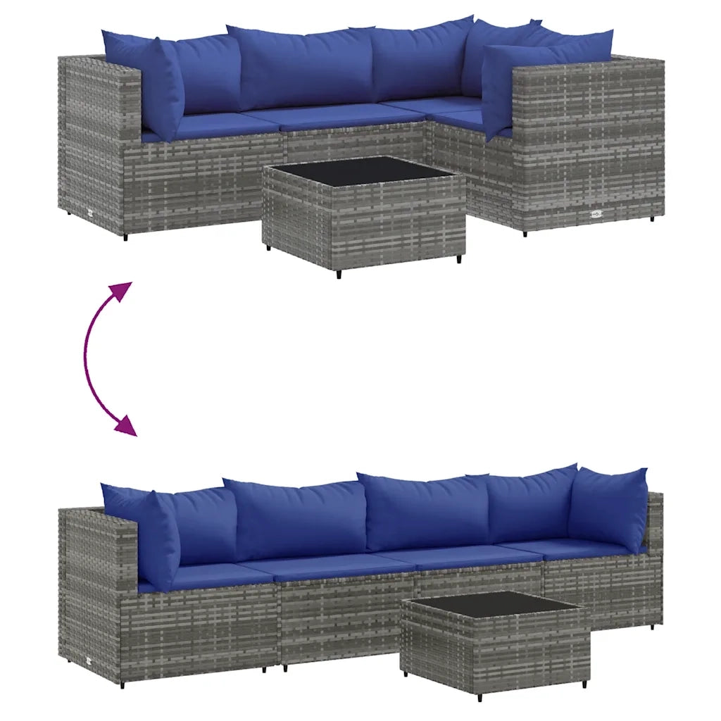 Set Divani da Giardino 5 pz con Cuscini in Polyrattan Grigio 3308015