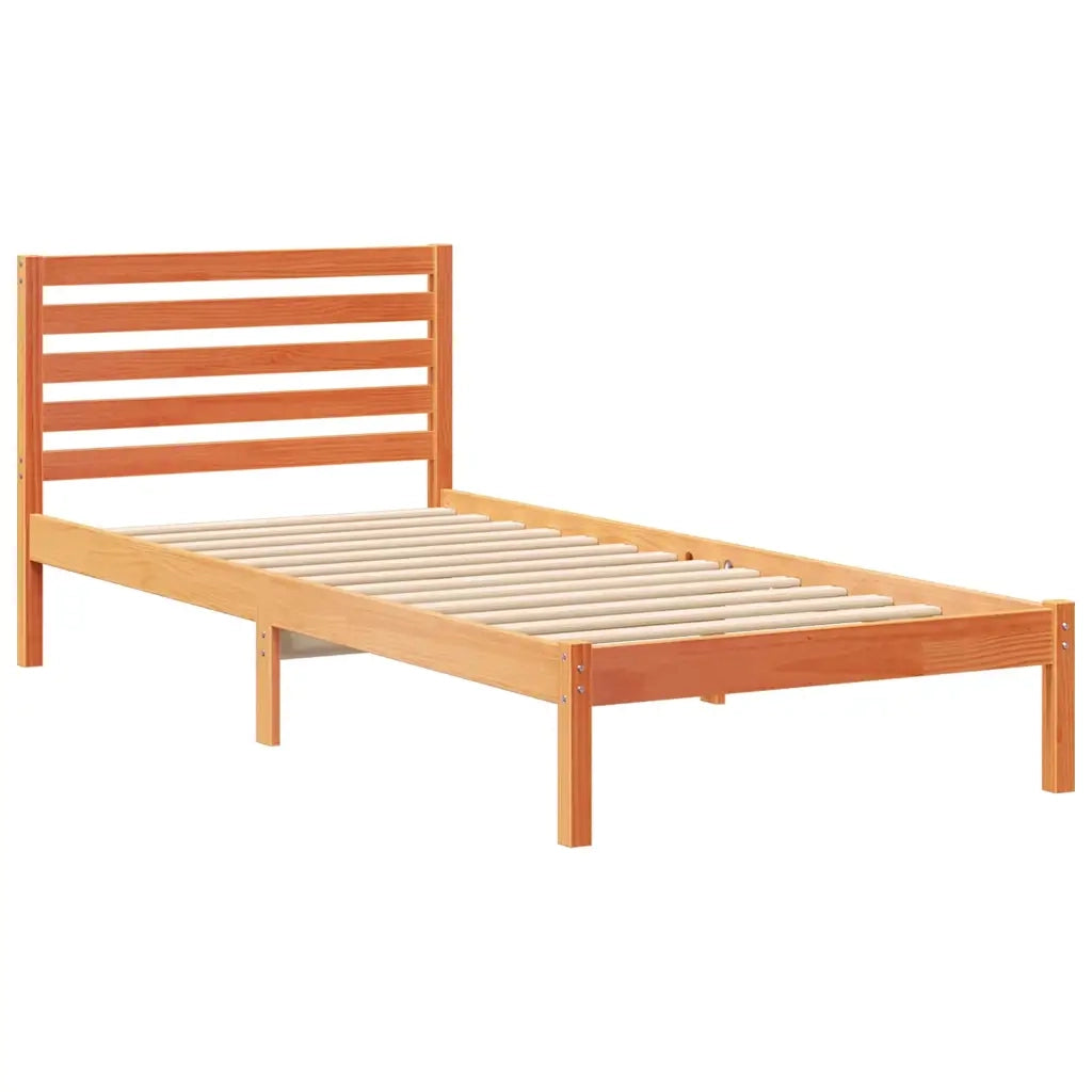 Letto singolo | Letto per adulti | Struttura del letto Marrone cerato 80 x 210 cm Pino massello