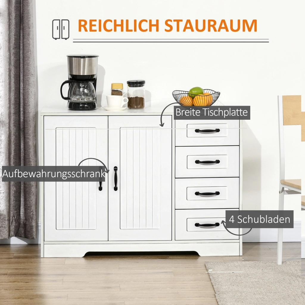 Cassettiera Moderna con 4 Cassetti e Anta ¨C Zephmum ¨C Bianco 105x40x76