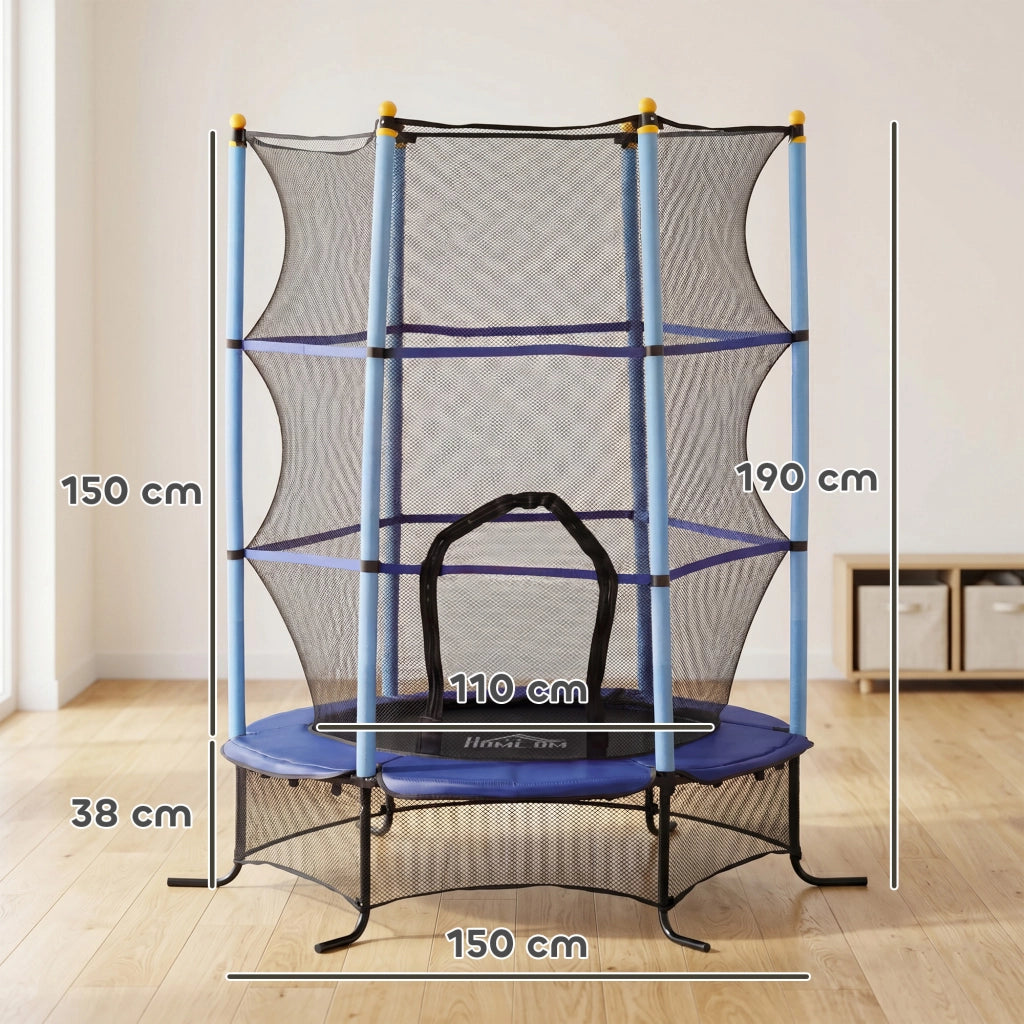 Trampolino per Bambini con Rete di Sicurezza ¨C Minimal ¨C Blu ?1.6x1.9 m