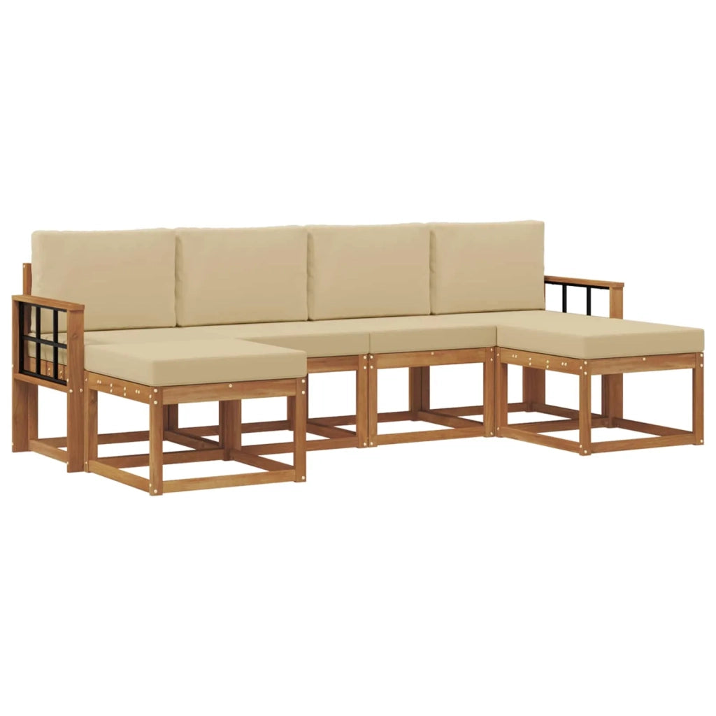 Set di divani da esterno con cuscino 6 pcs Naturale e Beige 3366791