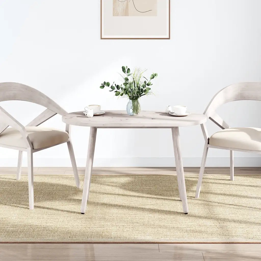 Piano Tavolo Bianco 100x50x2,5 cm Legno Massello di Pino Ovale 824361