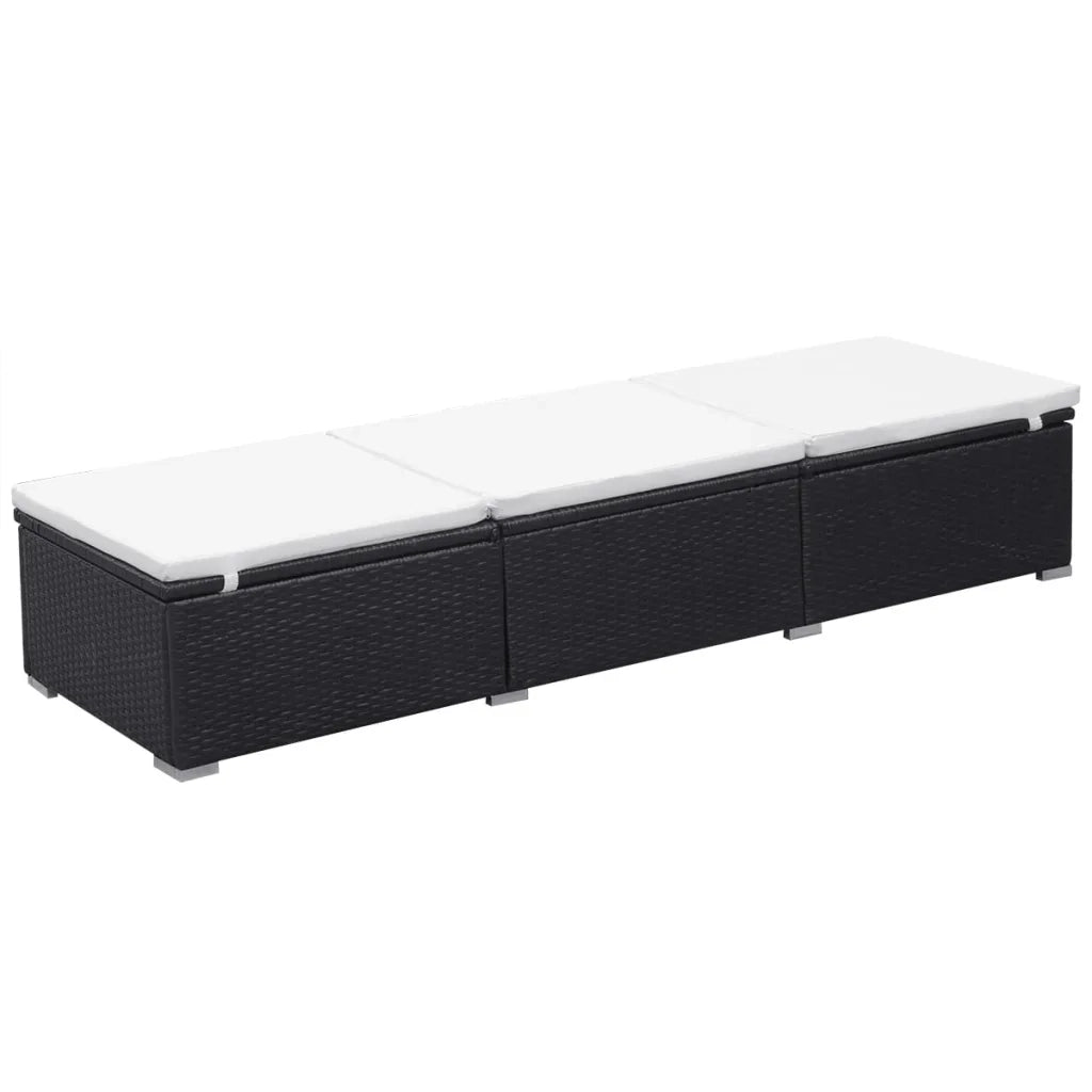 Lettini Prendisole con Cuscini 2 pz in Polyrattan Nero 277088