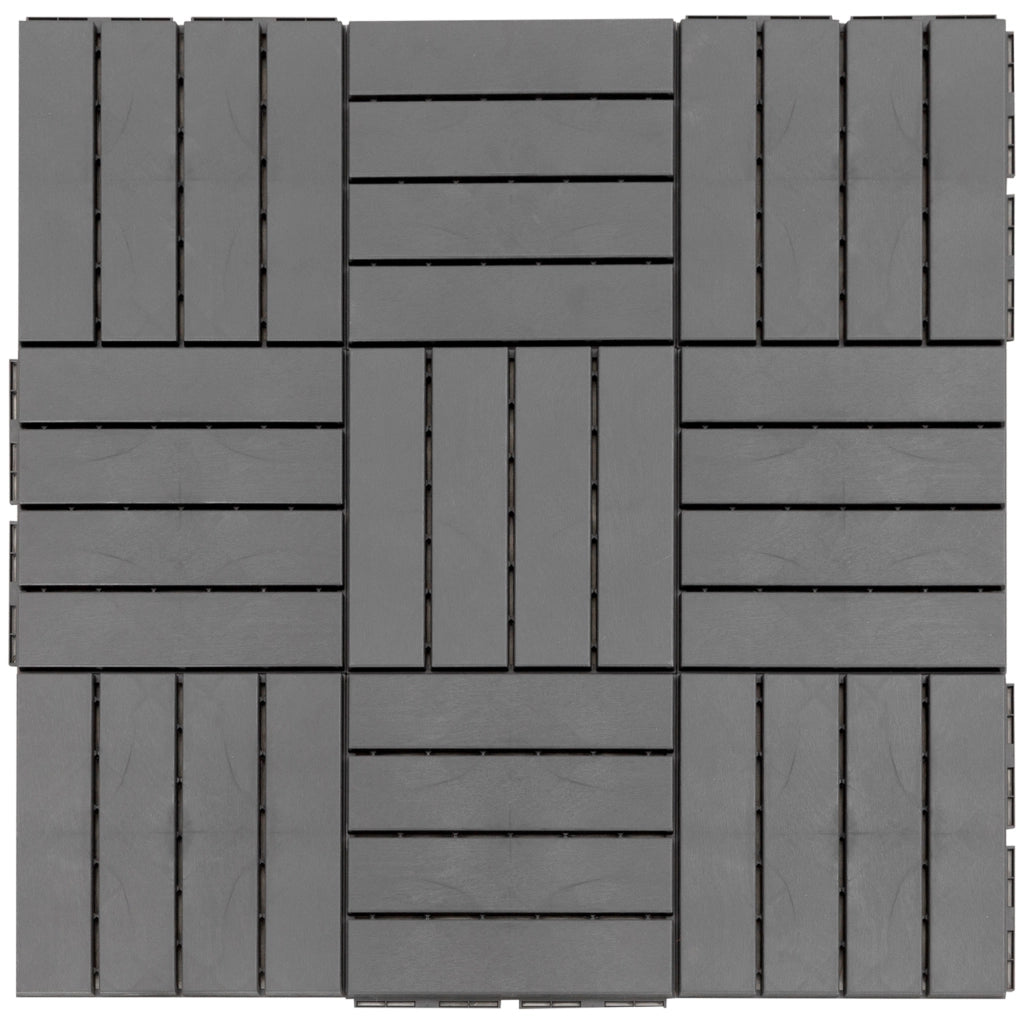 Piastrelle per Pavimenti in PP ¨C Minimal ¨C Nero, 30x30x2cm, Antiscivolo