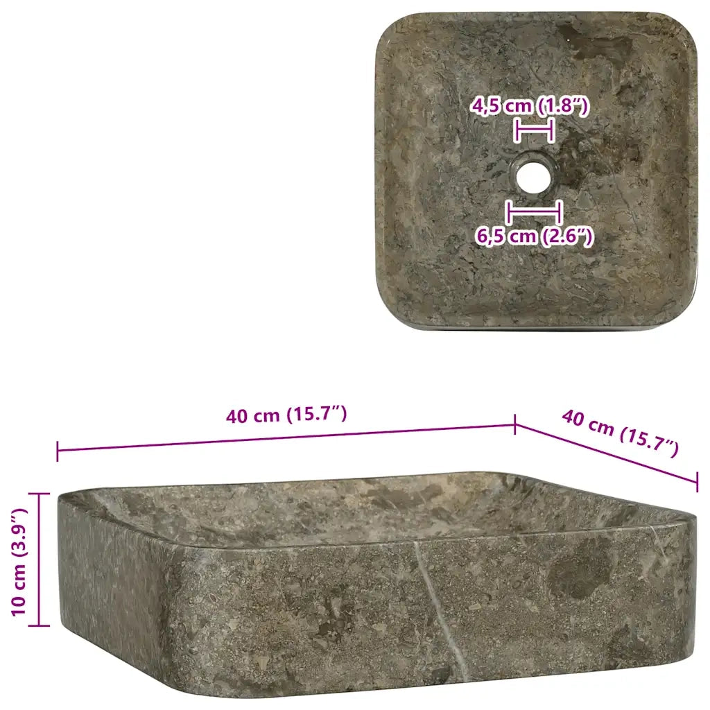 Lavandino-Lavello Grigio 40x40x10 cm in Marmo
