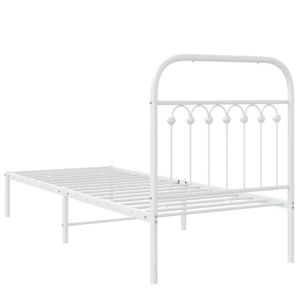 Letto singolo | Letto per adulti | Giroletto senza Materaso con Testiera Metallo Bianco 75x190 cm