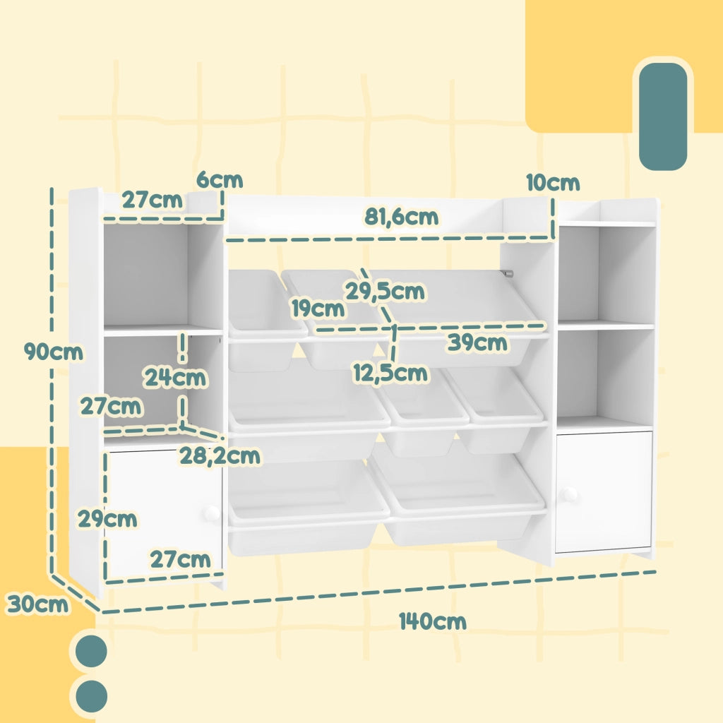 Libreria per bambini con 8 scatole ¨C Minimal ¨C bianco 80x30x24 cm