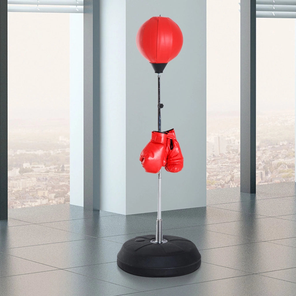 Set da boxe con sacco da boxe ¨C zephmum ¨C regolabile in altezza, guantoni inclusi, rosso, 126-144 cm