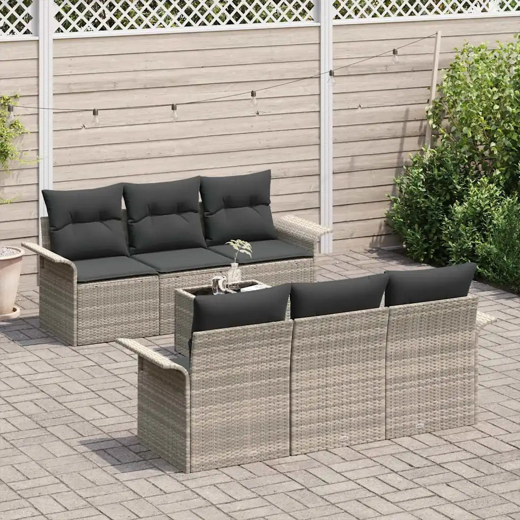 Set Divano da Giardino 7 pcs Grigio chiaro polyrattan 3345252