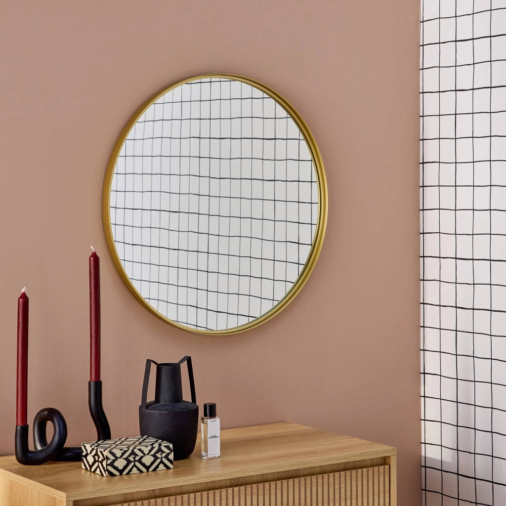 Specchio rotondo in metallo, 60cm, oro