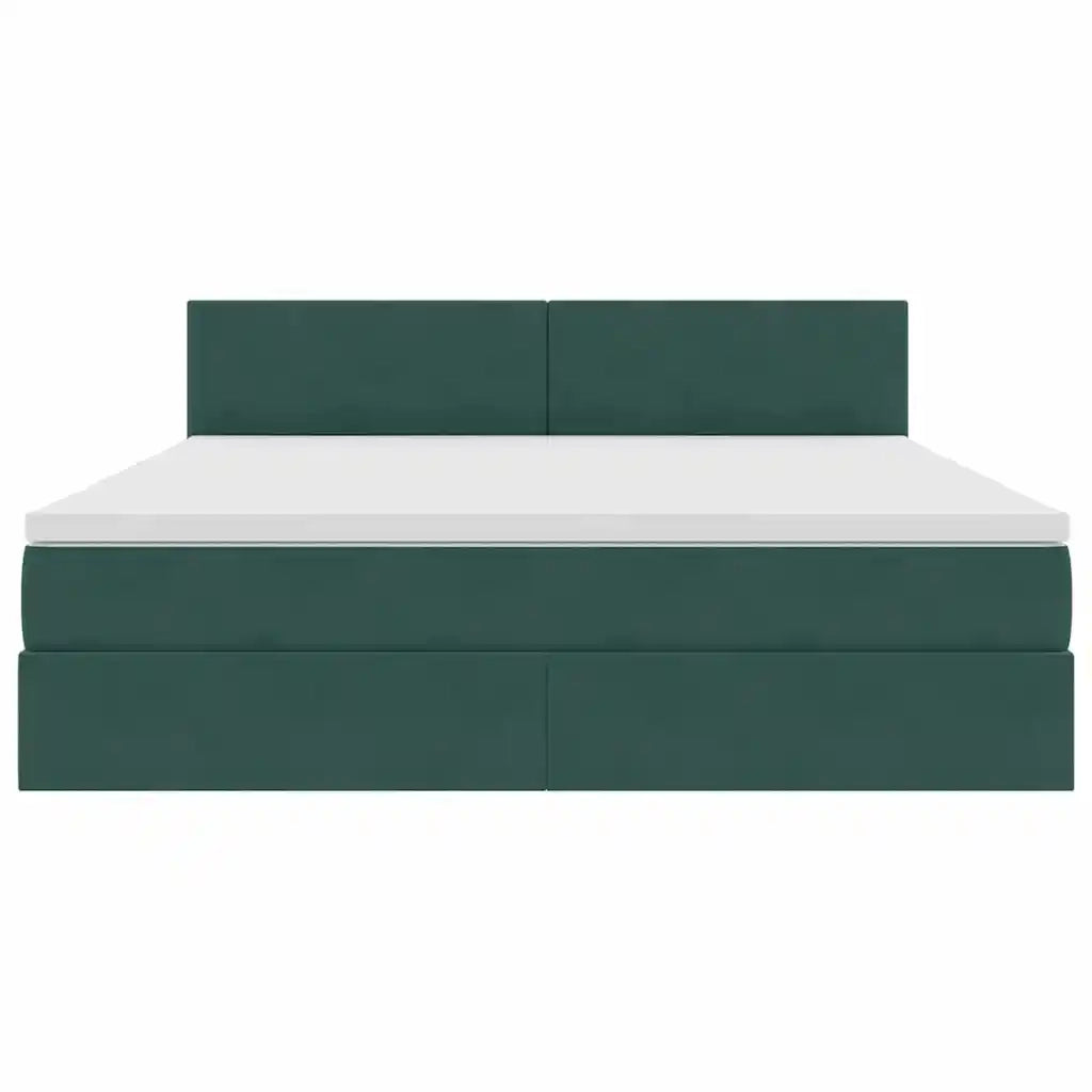 Letto con contenitore e LED Verde Scuro 180 x 200 cm Velluto 3371352