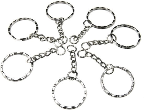 Sistema di apertura 50 pezzi - Anello di apertura con catena - Argento - Diametro 25 mm - Hanger di apertura rimovibile - Materiale acciaio
