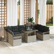 Set Divano da Giardino 10 pcs Grigio chiaro polyrattan