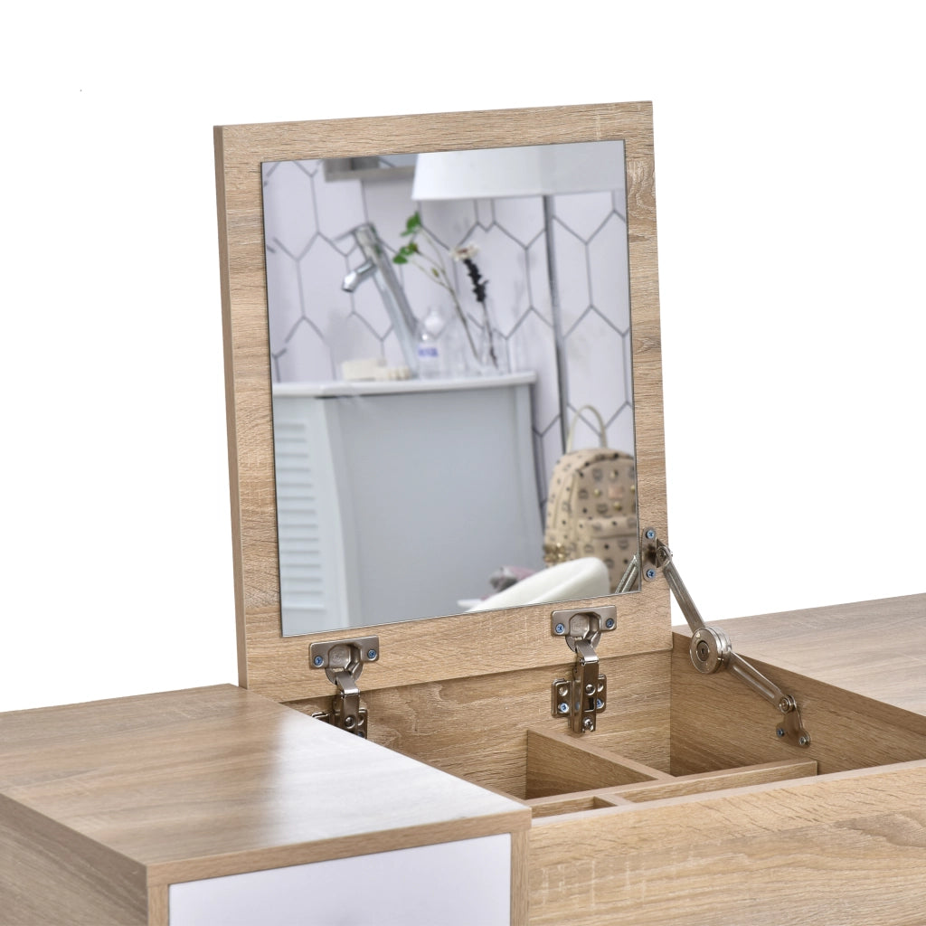Tavolo da trucco con specchio ¨C Minimal ¨C naturale 100x45x118 cm