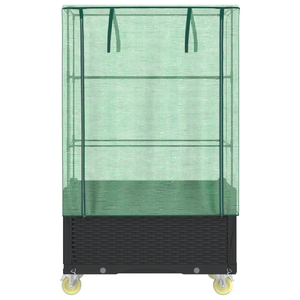 Letto Rialzato con Copertura e Ruote Effetto Rattan 80x50x182cm 4015822