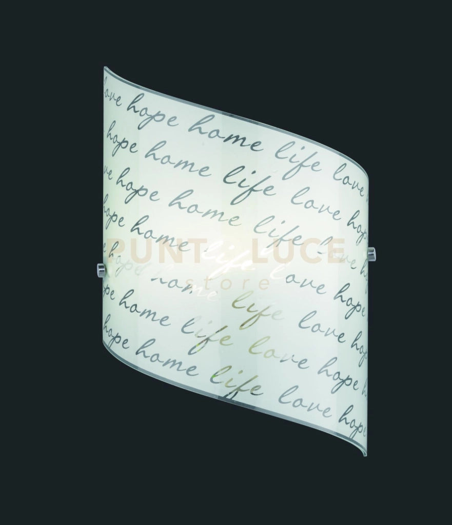 SIGNA APPLIQUE RETTANGOLARE VETRO DECORO FIRMA L.20 CM X H.30CM 1 LUCE ATTACCO E27
