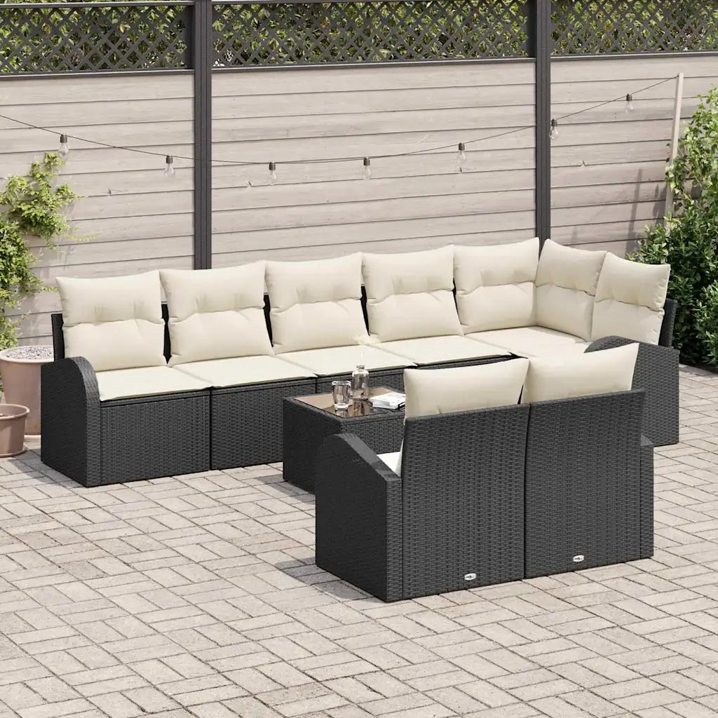 Set Divano da Giardino Nero e Crema 55 x 55 x 37 cm polyrattan 3346097