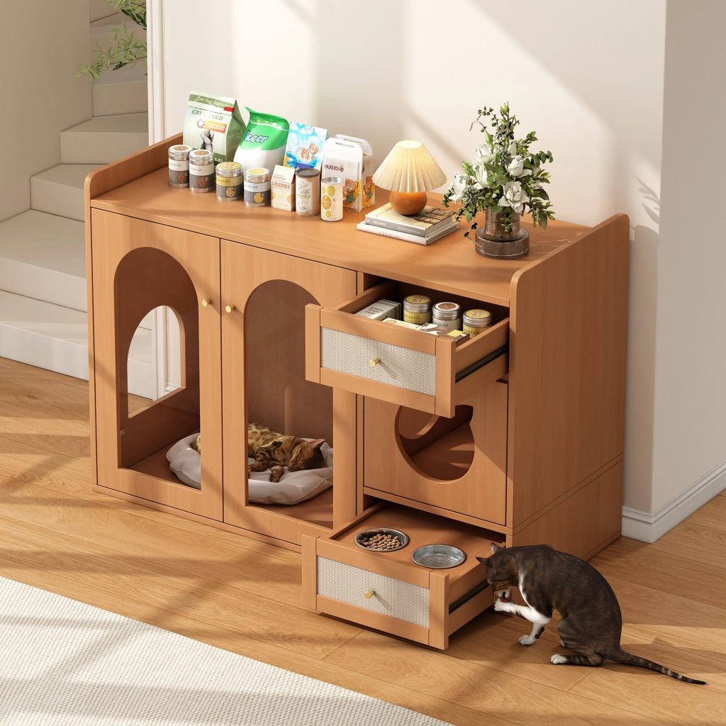 ARMADIO LETTIERA GATTI 120x45x83 cm Noce MDF e Vetro