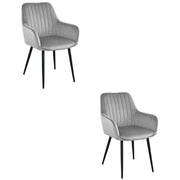 Set di 2 sedie Solden in velluto grigio argento e gambe nere