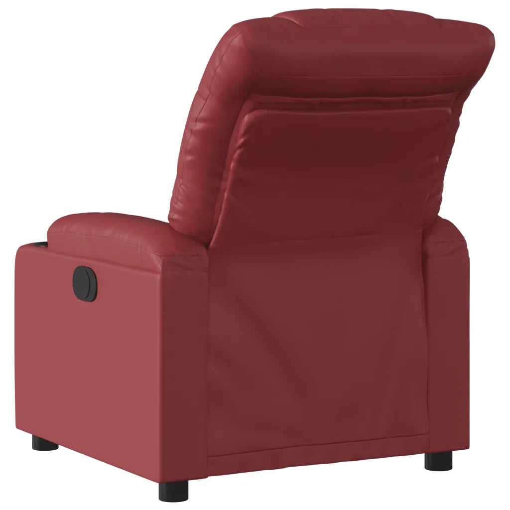 Poltrona Reclinabile Elettrica Rosso Vino in Similpelle
