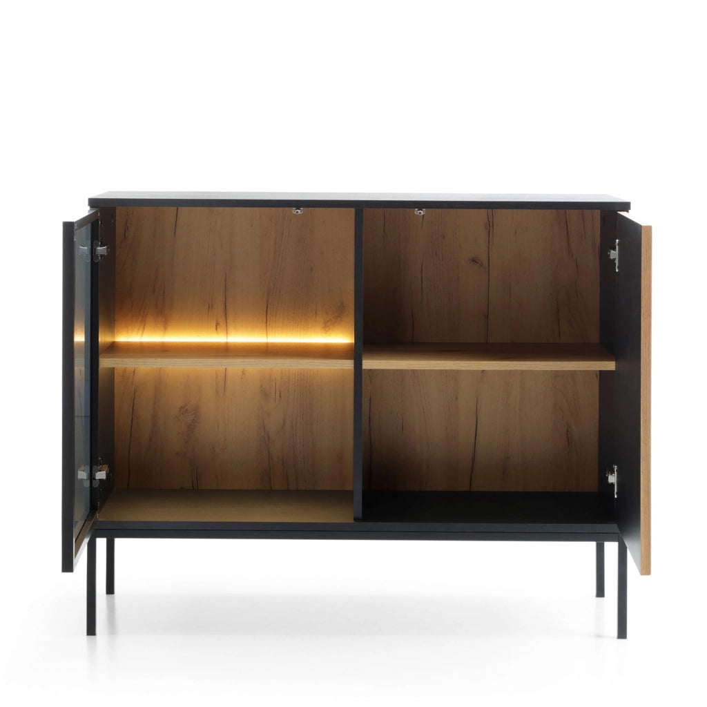 Komodee Cassettiera Laval K104 LED Nero/Rovere Wotan 104x83x39 cm