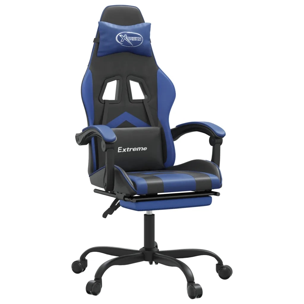 Sedia da Gaming con Poggiapiedi Nero e Blu in Similpelle 3143902