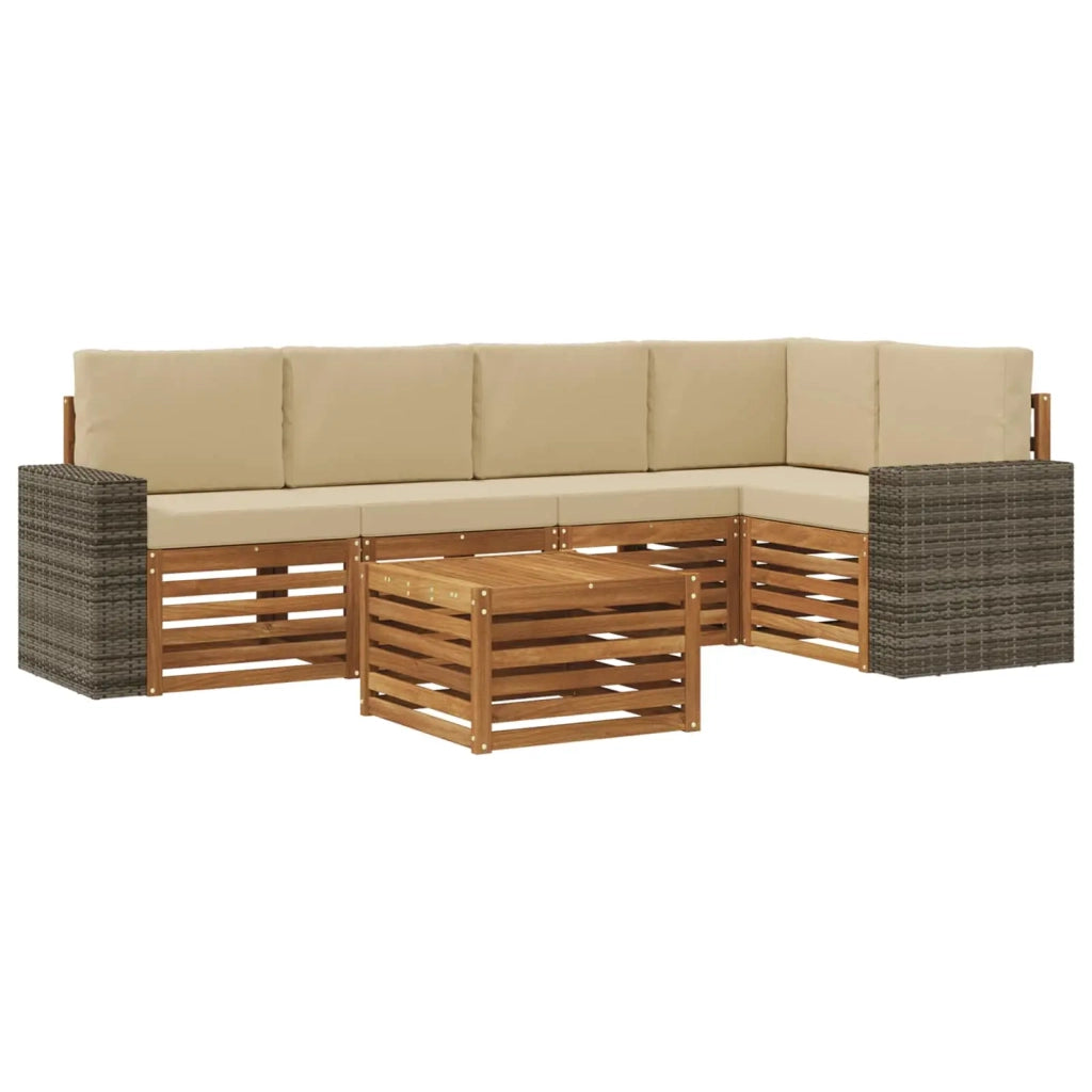Set divano sezionale con cuscino 6 pcs Naturale e Beige 3384399