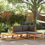 Set di divani da giardino 4 pezzi con cuscini in legno di acacia e rattan 3278893
